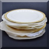 P57. 12 Cream and gold Crown Lion Ivory salad plates - $36 